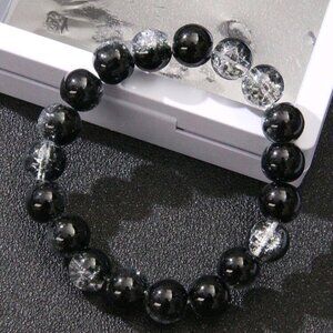 New Men's Black Glass Beaded Bracelets